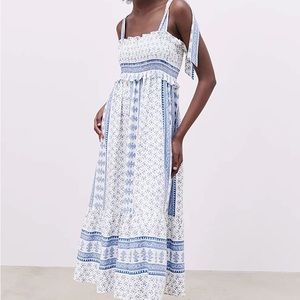 SOLD ZARA Midi Blue and White Dress